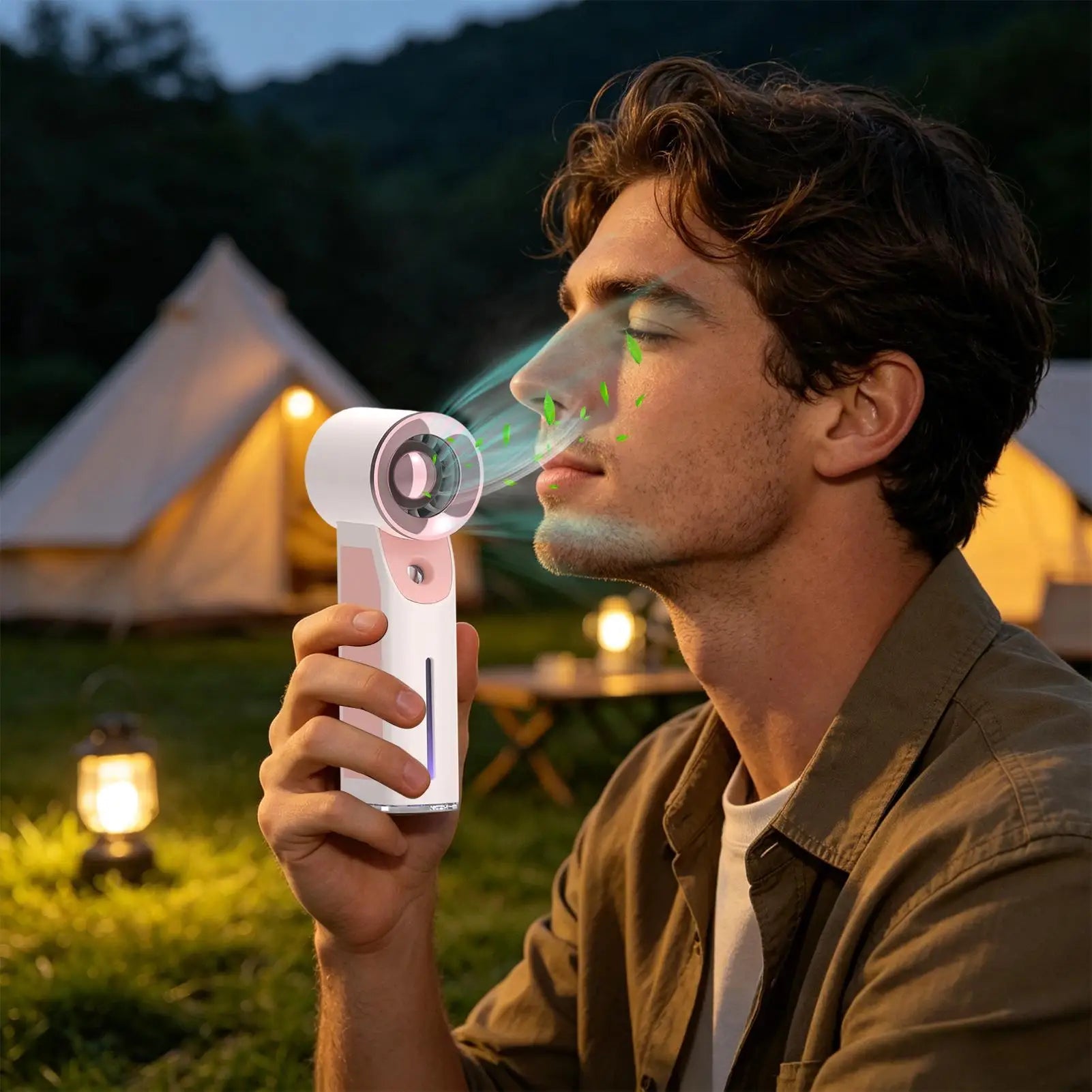 Misting Fan Portable Cooling Rechargeable 30ml Water Tank Battery Powered Mister Fan for Travel Camping Hiking Fishing Summer Qme
