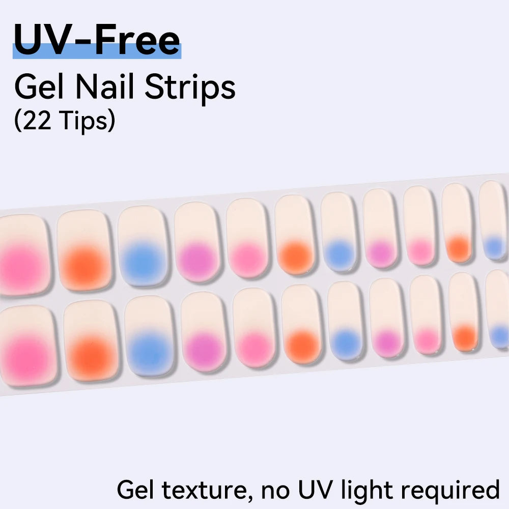 Baking-free 22Tips Nail Stickers Summer Strawberry Polish Sticker Qme BSA-0407