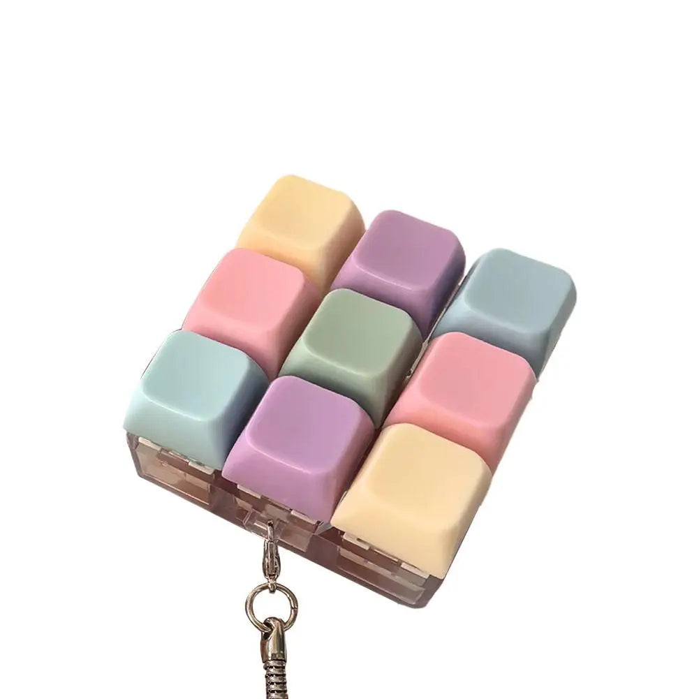Keyboard Caps Toy Press Stress Relief Fidget Button Key Caps Fidget Keychain Keyboard Keychain Toys Finger Keyboard Key Toy Qme 9 key
