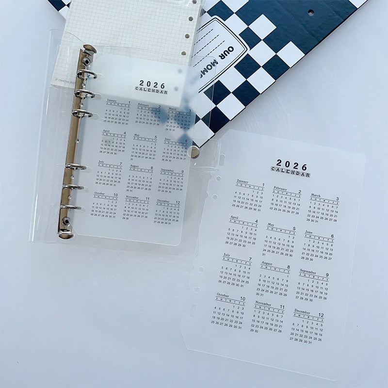 2026 Durable Transparent PP Frosted Material A5 A6 Loose Leaf 6 Holes Qme