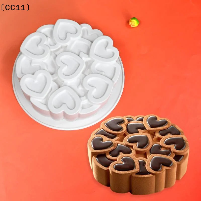 Splicing Heart-shaped Design Silicone Cake Mold Rose Chocolate Qme