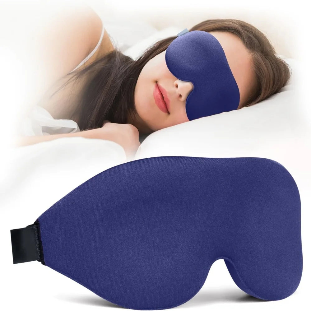 3D Sleeping Mask Block Out Light Sleep Mask For Eye Soft Sleeping Aid Eye Mask for Travel Eyeshade Night Breathable Slaapmasker Qme navy blue