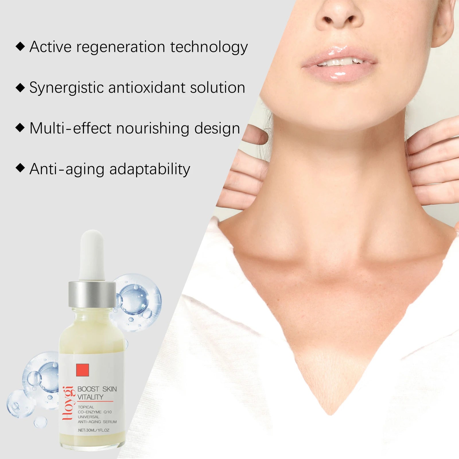 Face & Neck Firming Serum Deep Nourish Fade Fine Lines Lifting Tighten Skin Topical Co-Enzyme Q10 Universal Anti-Aging Serum Qme