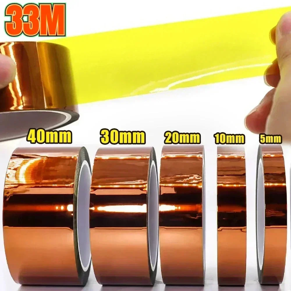 33M Gold Finger High Temperature Resistant Tape Polyimide Tape Multi Size Anti Static Lithium Battery Insulation Tape Qme