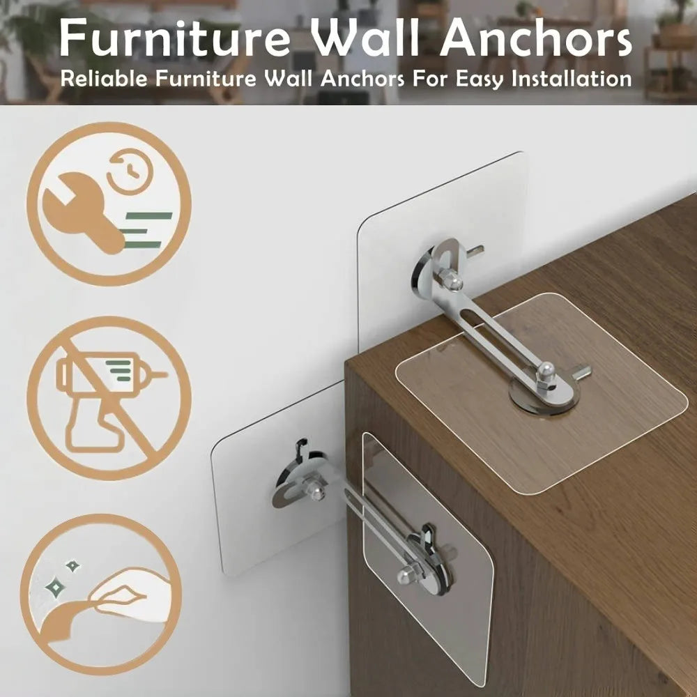 1/2/4PCS Cabinet Prevent Dumping Device Self-Adhesive Bookshelf Anti Tipping Fixture Child Protection Furniture Fixed Device Qme