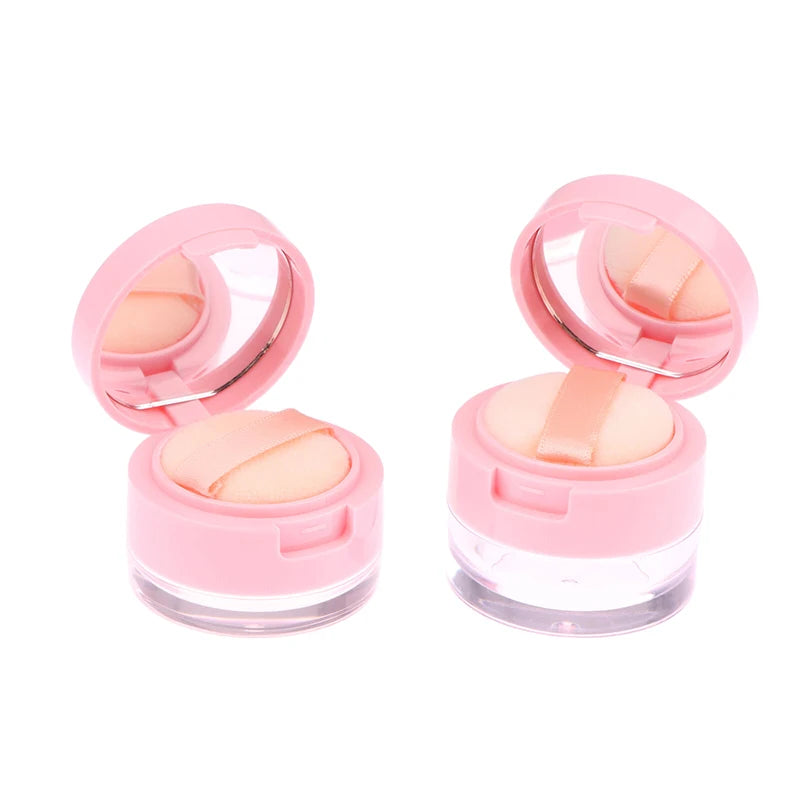 Portable Plastic Powder Box Sieve Mirror Loose Cosmetic Sifter Travel Qme