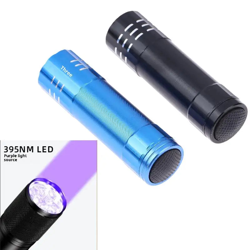 50LM 395nm Mini UV Flashlight Compact 9 LED Outdoor Lighting Tool Qme