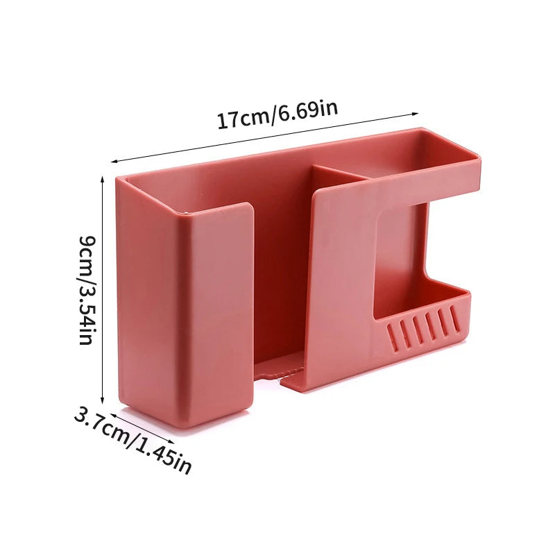 1PC Wall-Mounted Non-Punching Remote Control Storage Box Rack TV Air Conditioning Mobile Phone Charging Rac Qme RED