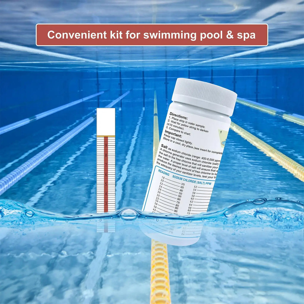 Pool Salt Test Strips Pool Saltwater Detection Paper Water Testing Supplies for Water Hot Tub Spa and Swimming Pool Qme