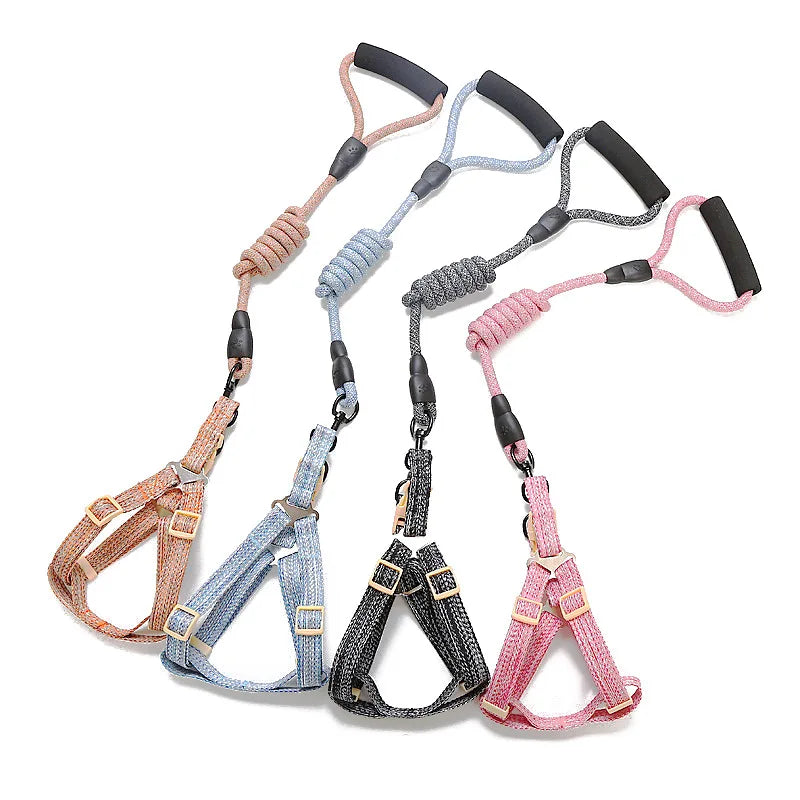 B Dog Harness 1.2M Leash Set for Small Dogs Adjustable Puppy Cat Harness Vest Poodle Chihuahua Pug Outdoor Walking Pet Leash Qme