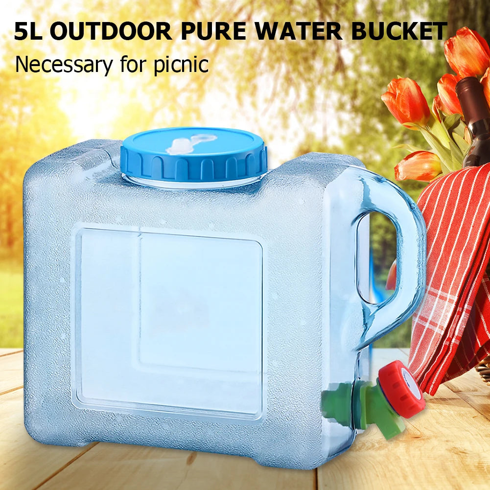 5L Water Container with Faucet Camping Water Container Portable Multipurpose for Outdoor Hiking Travel Emergency Qme