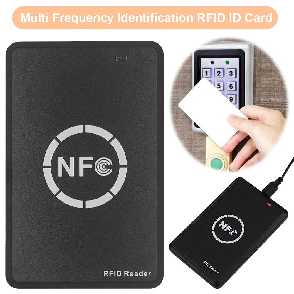 Smart Access Control Card Copier 13.56MHz/125KHz/250KHz RFID Reader Writer Free Software NFC Tag Replicator RFID 125KHZ Reader Qme