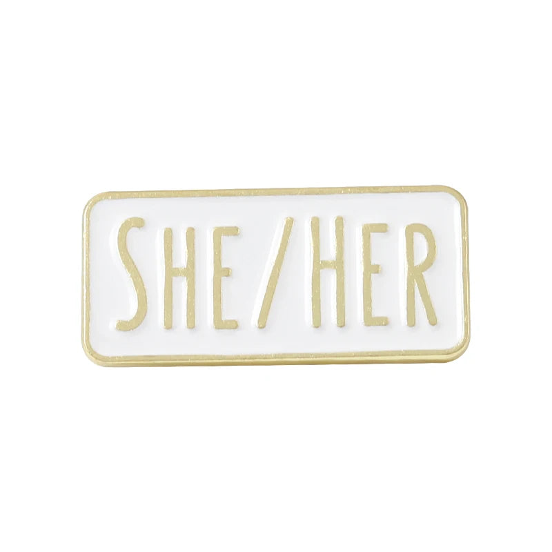 My Pronouns Enamel Pins Cats Butterfly He Him She Her They Them Brooches Lapel Metal Badges Fashion Jewelry Gifts Drop Shipping Qme style 3