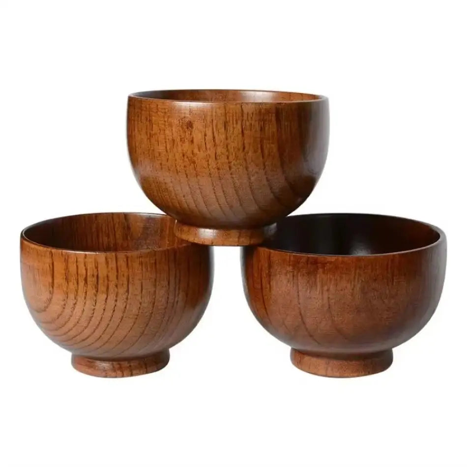 Japanese Style Jujube Wooden Bowl Round Large Soup Bowl Creative Children's Rice Bowl Tableware Vintage Wooden Bowls Tableware Qme