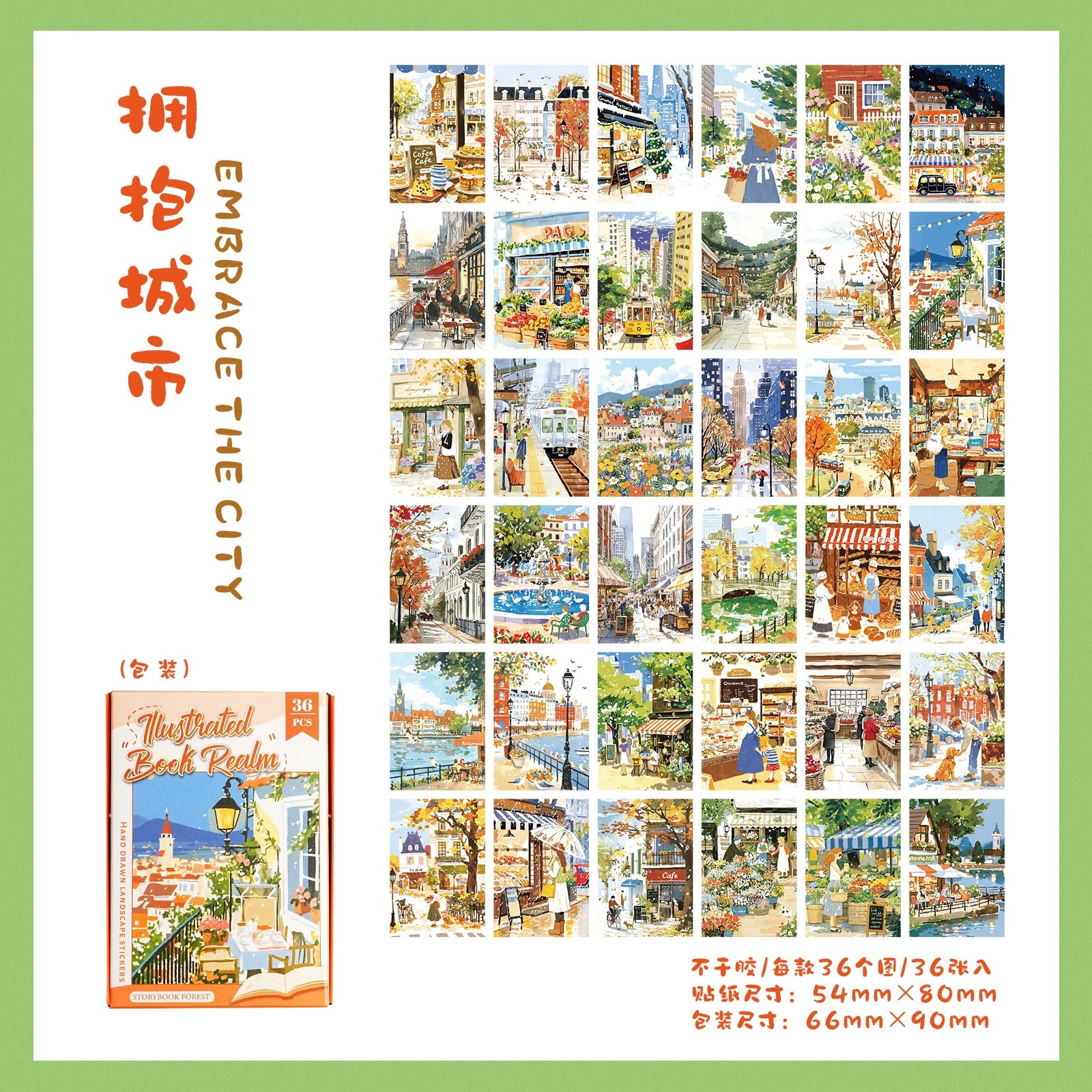 36pcs/box Kawaii Self-adhesive boxed stickers planner handbook scrapbook DIY decorative Journal sticker cute stationery stickers Qme C