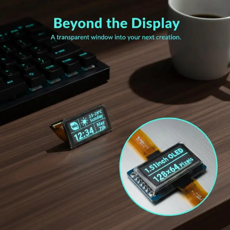 Transparent OLED Display Module SSD1309 Driver Multi-board Compatible Qme