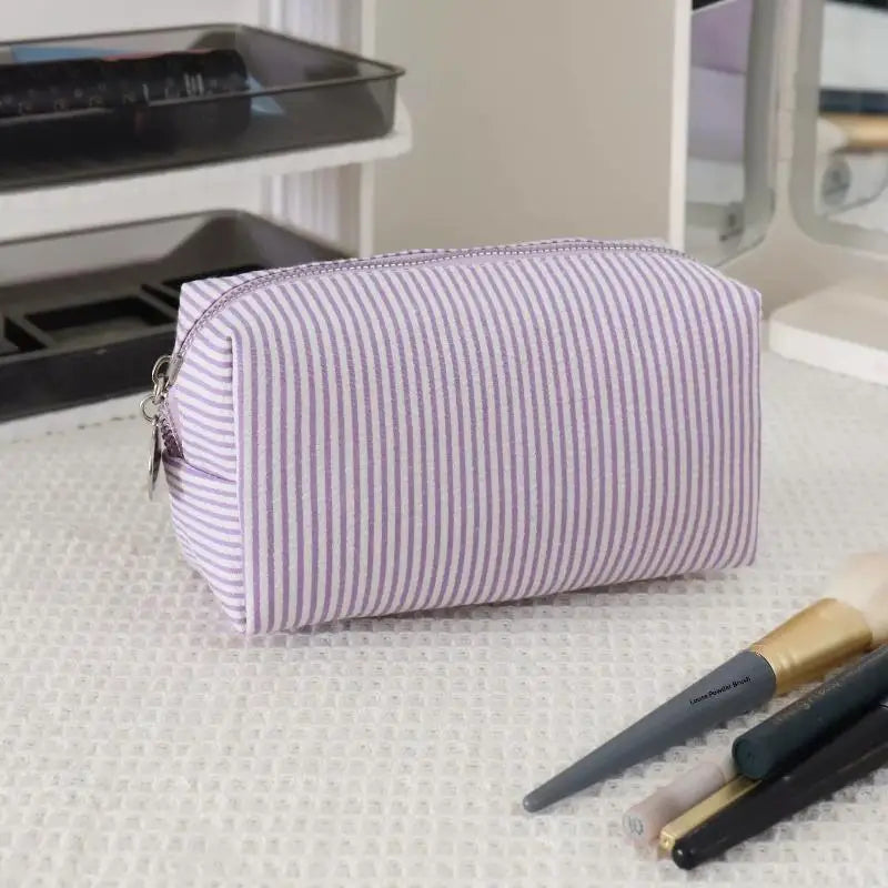 Toiletry Storage Pouch Fresh Simple Striped Cosmetic Bag Large Qme A6