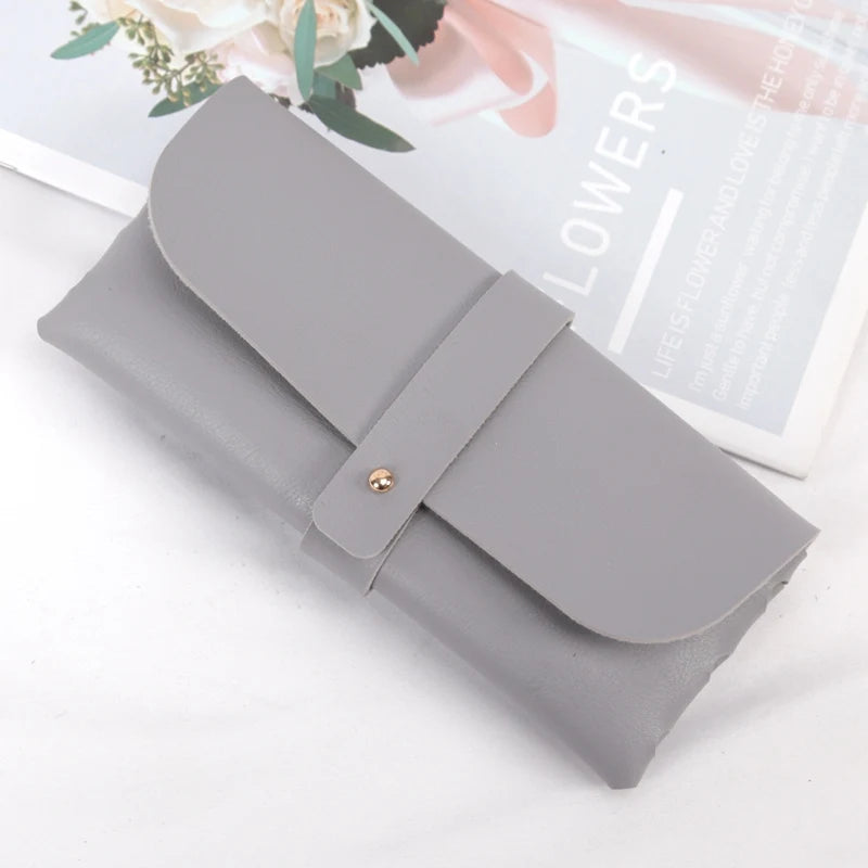 Soft Pu Leather Thick Glasses Bag Fashion Protective Case Women Men Qme GRAY