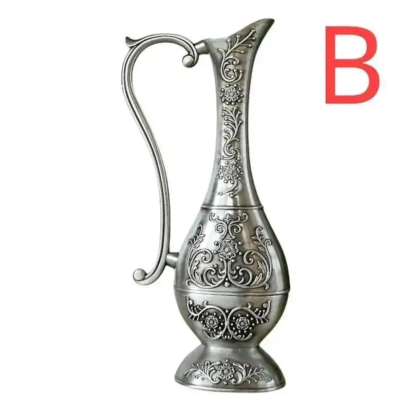 Vintage Metal Crafts Vase European Home Decor Relief Flower Pot Qme B