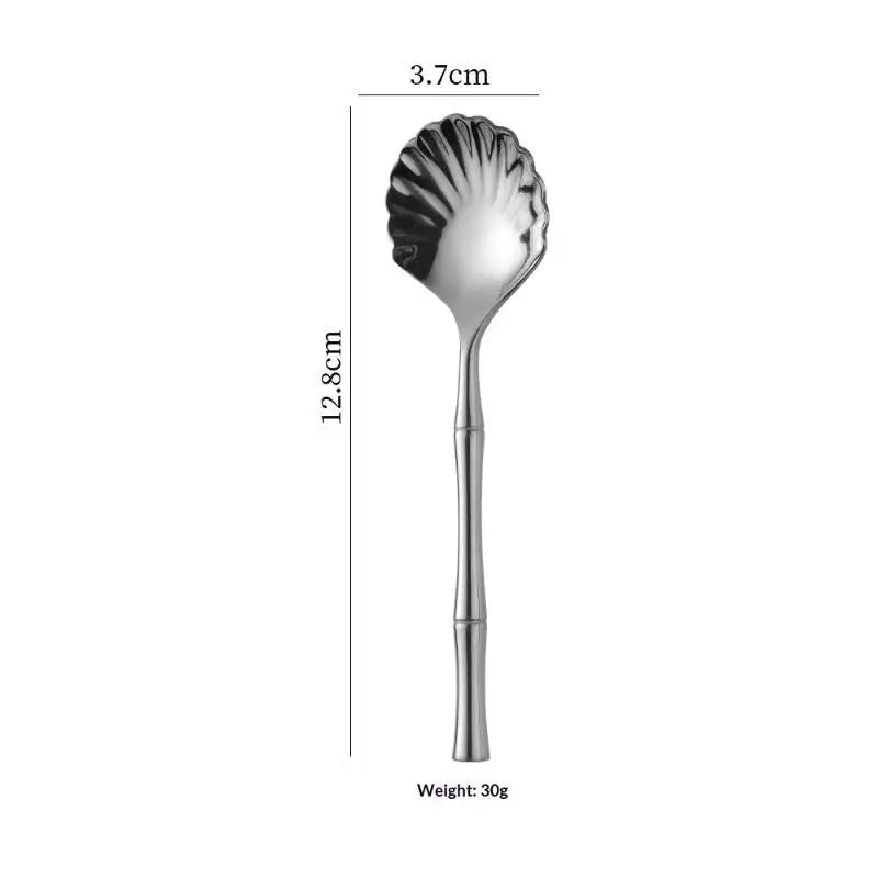 Dessert Stirring Spoon Stainless Steel Seashell Coffee Spoon Unique Design Teaspoon Elegant Afternoon Tea Present Qme A2
