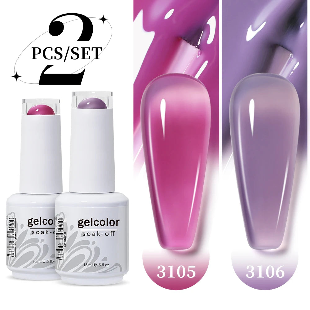 Arte Clavo Jelly Nail Gel Polish Supplies Purple Pink Red Blue Green Qme 3105-3106
