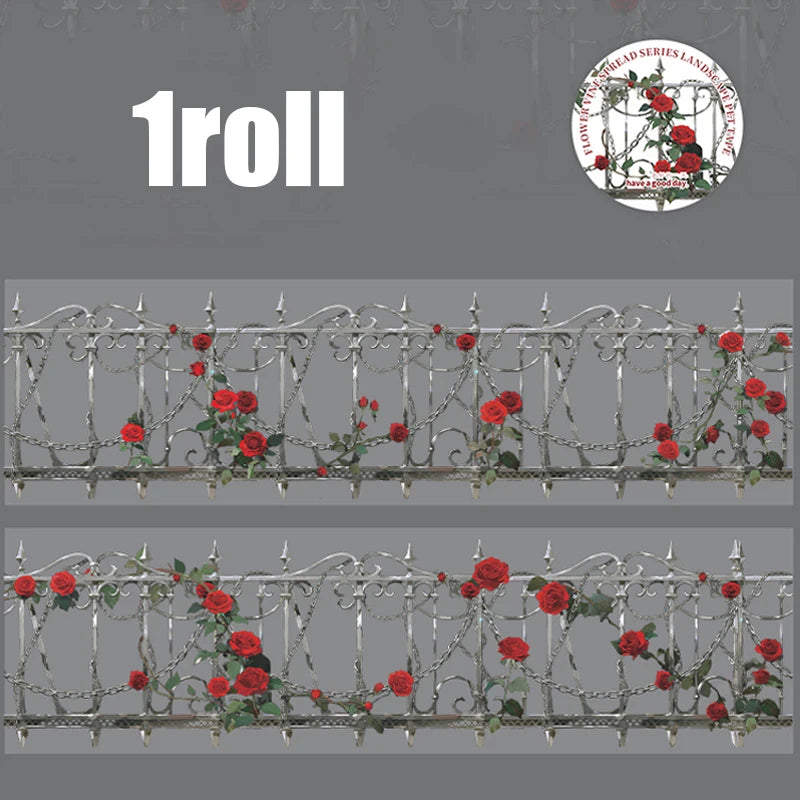 1 Roll Fence Vine Scene PET Tape for Scrapbooking DIY Decals Phone Case Notebook Decoration Supplies Qme 3