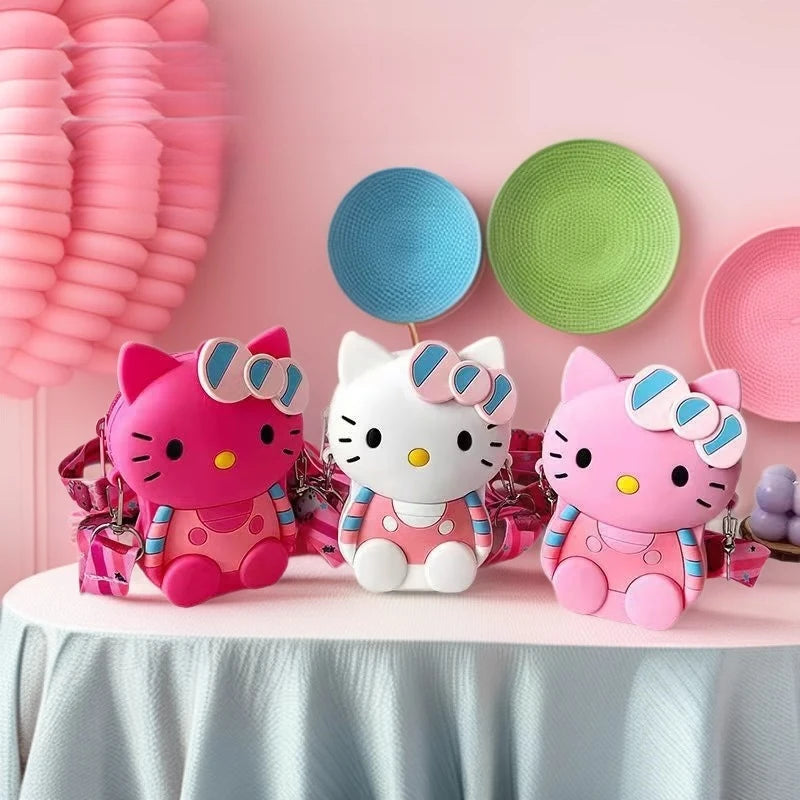 Hello Kitty Cartoon Coin Purse Cute, Instagram-Style Fashion Bags for Students Silicone Crossbody Bag Qme