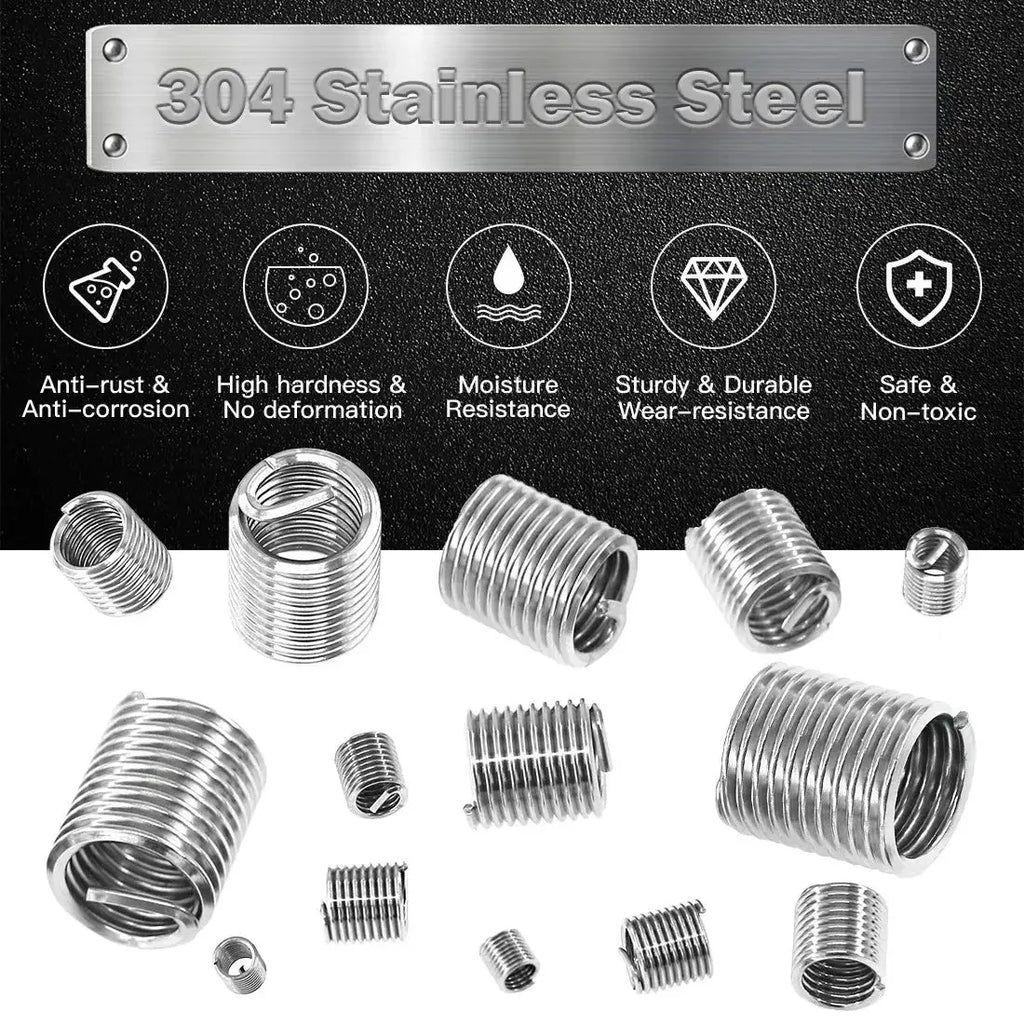 60 uds inserto de rosca de alambre M3 M4 M5 M6 M8 M10 M12 inserto de rosca de sujeción Kit de reparación de desgaste de manguito Qme