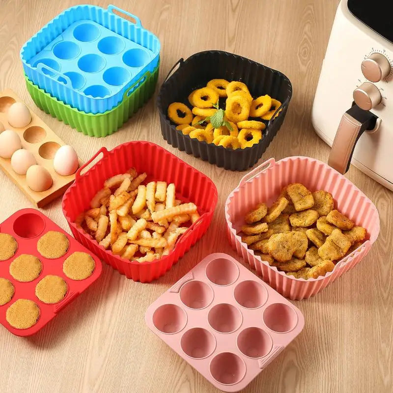 Cupcake Molds Healthy Cooking Kitchen Tools Square Silicone Air Fryer Qme