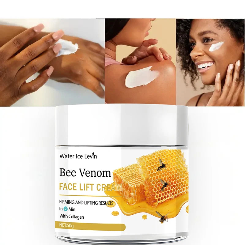 Bee Venom Skin Tightening and Lifting Cream, 50g - Moisturizes and Smooths Skin, Makes Skin Look Young and Radiant, Scented, Suitable for All Skin Types, Moisturizing Cream. | Glossy Skin Effect. Qme