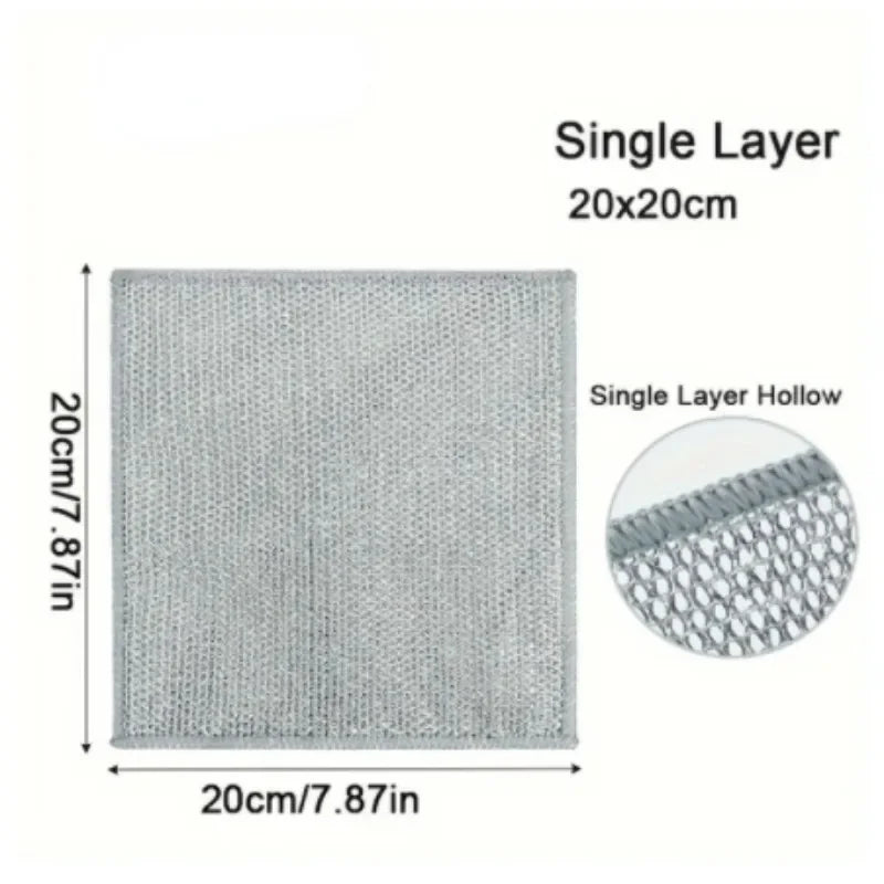 Kitchen Cleaning Cloth Steel Wire Dishwashing Cloth Non-stick Clean Towel Washing Rags Household Rust Removal Cleaning Cloths Qme 20x20cm 5pcs