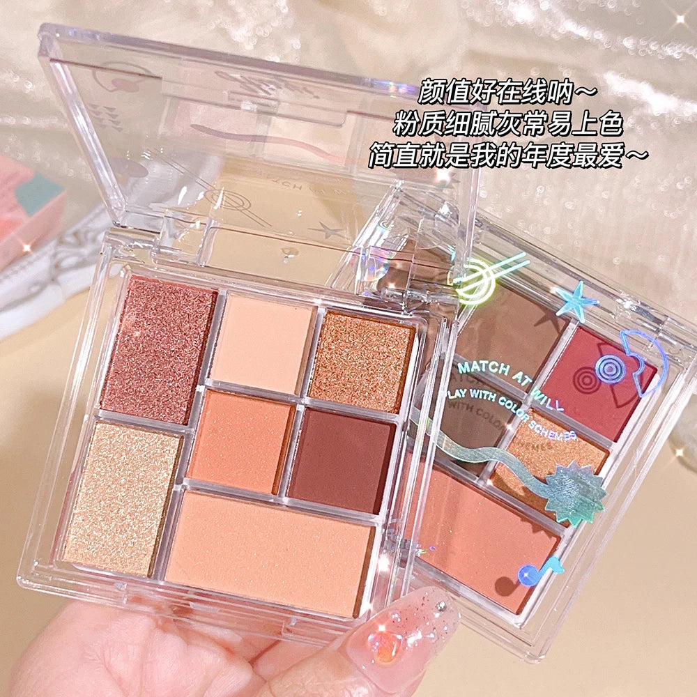 7 color eyeshadow palette, nude pink, high paint glitter and matte effect, natural long-lasting waterproof eye makeup palette, p Qme