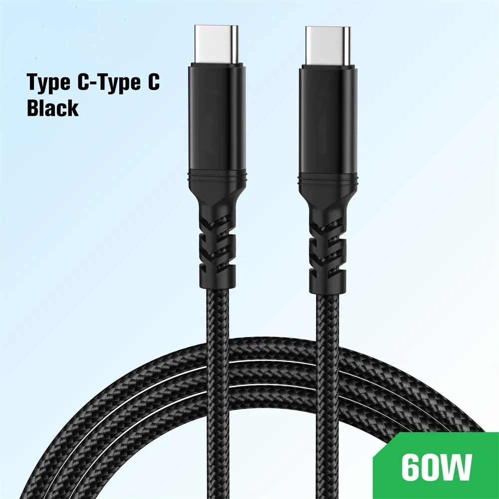 PD 60W Type-C to C Fast Charging Extension Data Cable Nylon Braided PD Data Cord For iPhone 17 15 Xiaomi Samsung 1M 2M 3M 5M 8M Qme black Type-C to C 8 meter