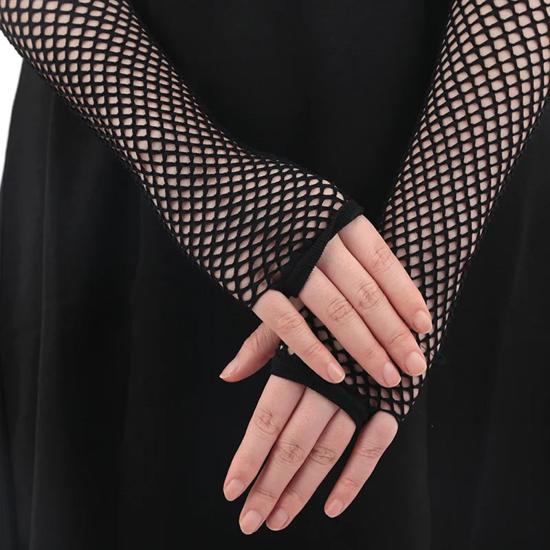 Womens Fashion Long Fishnet Fingerless Gloves Party Wear Girls Punk Qme