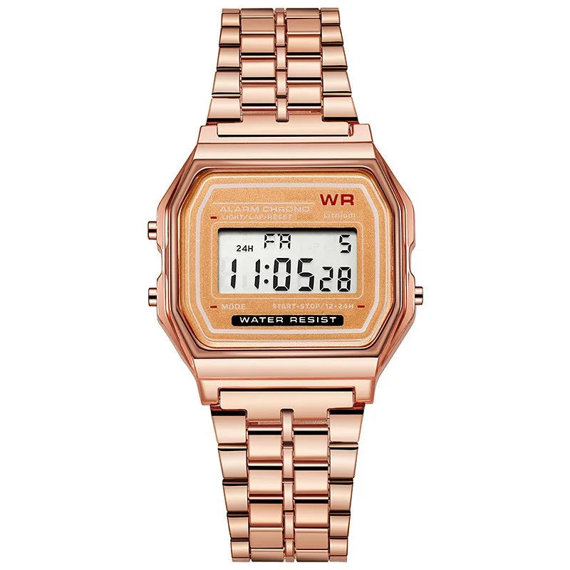 1pcs Luxury Rose Gold Women Watches Electronic Digital Display Retro Style Clock Men's Relogio Masculin Reloj Hombre homme Qme Rose Gold