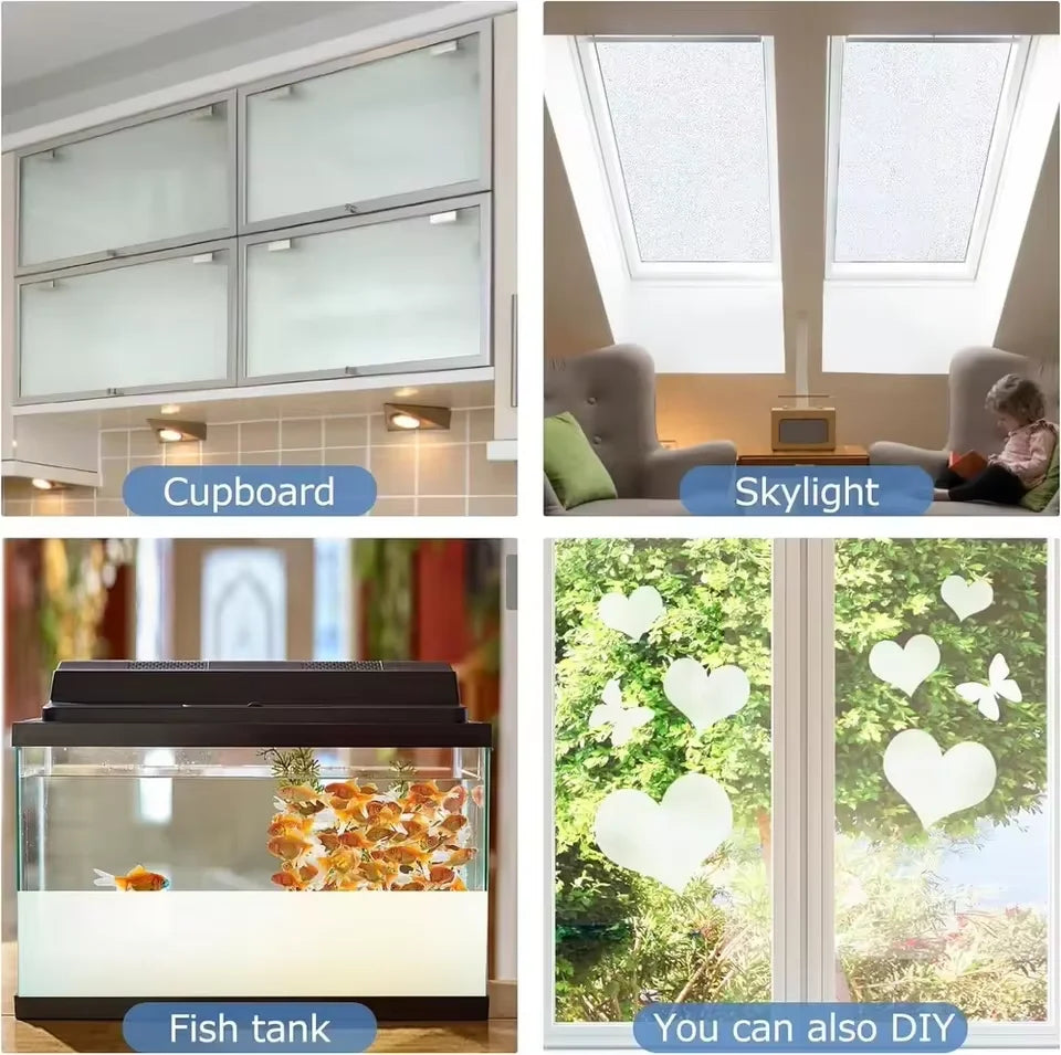 45cm Frosted Glass Window Stickers Static Cling Film Sun Blocking Opaque Covering Decals for Bathroom Decor Privacy Protection Qme