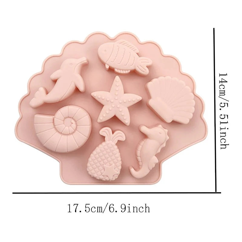 Under The Sea Silicone Chocolate Mold Ocean Marine Animal Dolphin Mermaid Tail Soap Mold Cake Decorating Tools Cupcake Topper. Qme 1PC