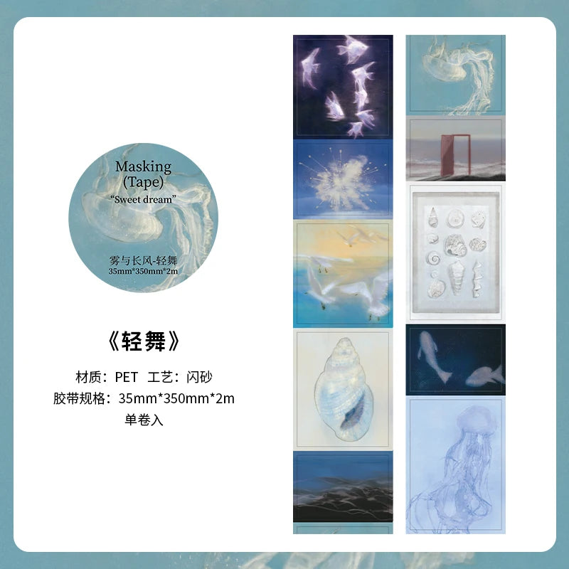 2m/Roll Beautiful scenery PET Tape Paper Journal Decorative Adhesive Masking Tape Scrapbooking Collage Diary Stationery stickers Qme B2 35mm X 200cm