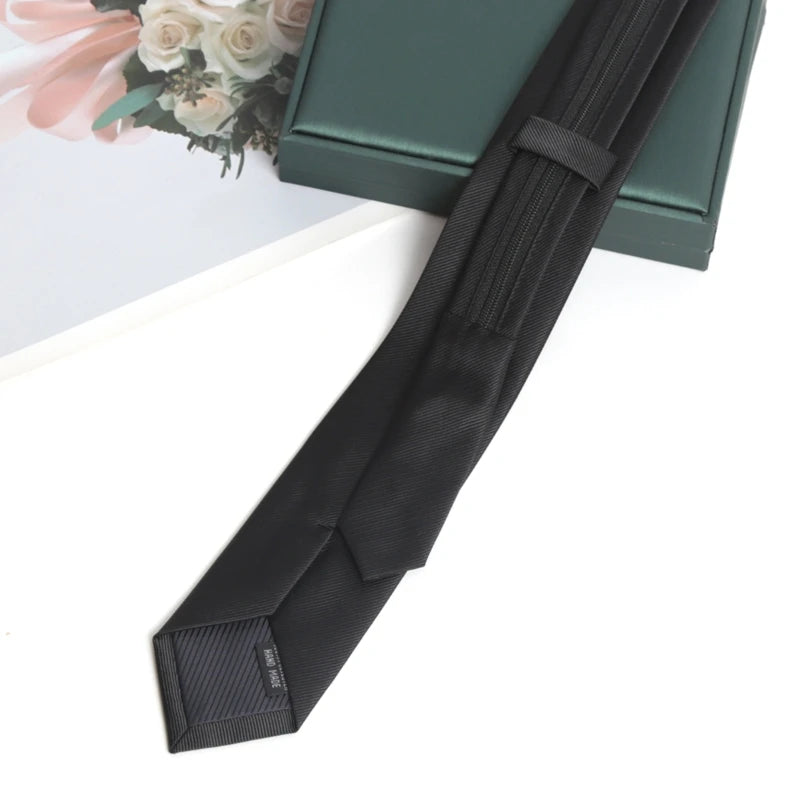 Black Colors Zipper Tie Handmade Necktie Skinny Men Ties Man Women Qme