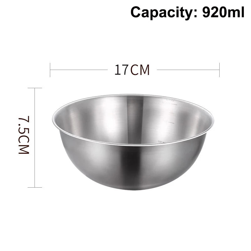 Stainless Steel Bowl Scale Cooking Baking Food Storage Large Capacity Qme 17cm