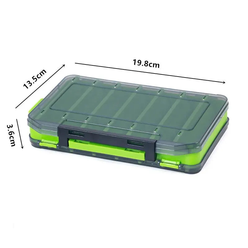 Fishing Tackle Box Storage Carp Container Case for Artificial Baits Lures Fly Waterproof Accessories Double Sided Fishing Tool Qme green