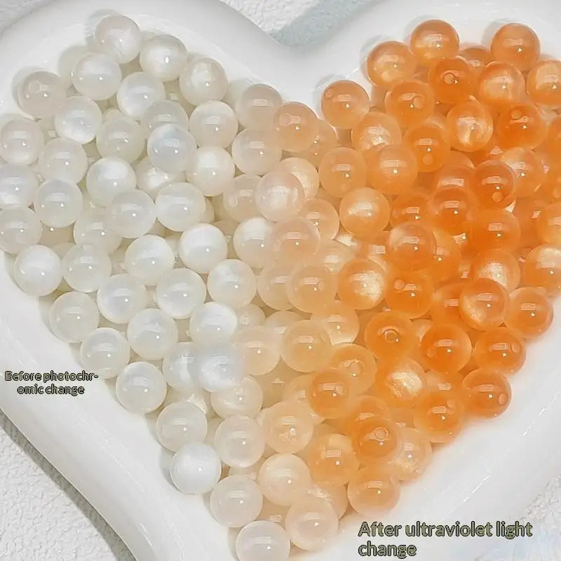 10mm UV Reactive Cat Eye Resin Round Beads 10Pcs Color Shift Spacer Beads DIY Handmade Jewelry Making Accessories Charms Qme A13