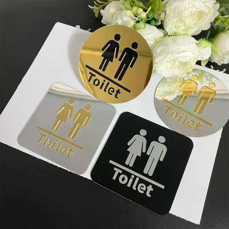 3D Toilet Sign Acrylic Men Women Bathroom Self-Adhesive Wall Sticker DIY Decor For Office Business Hotel Cafe Public Door Qme