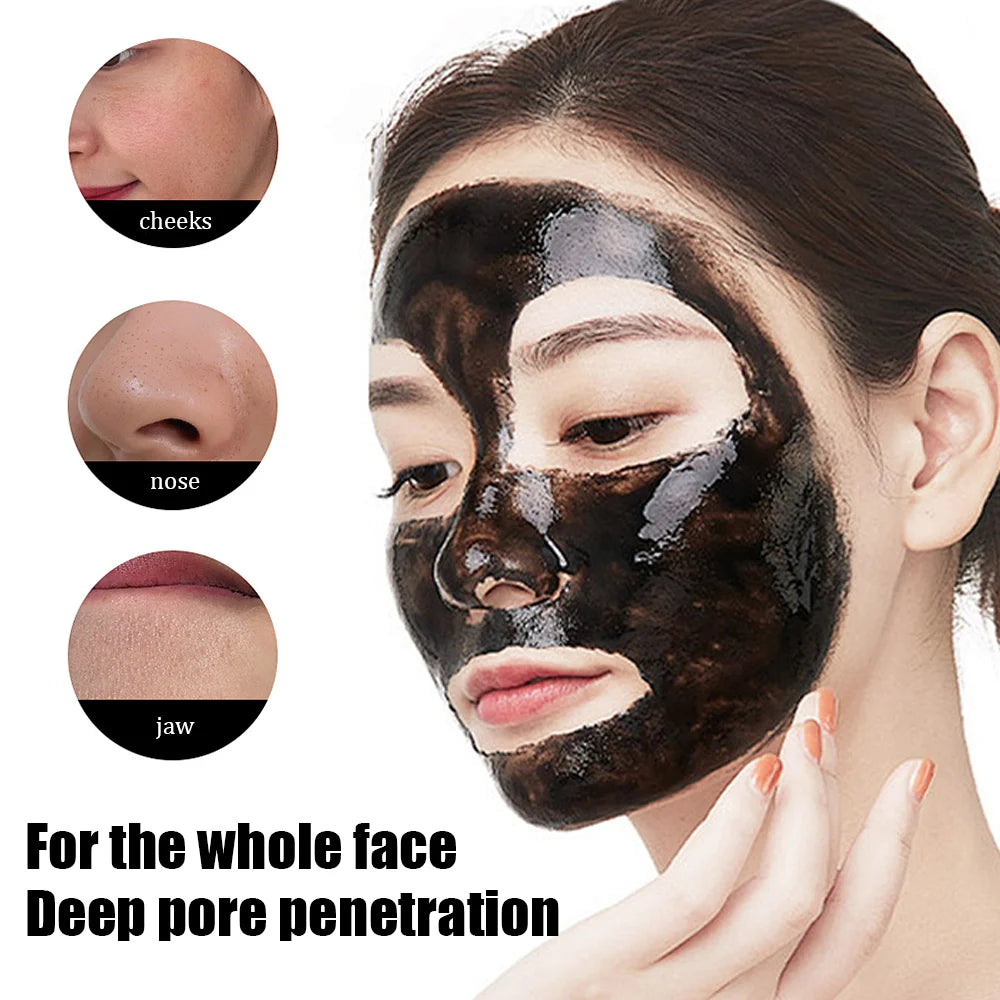 60g Bamboo Charcoal Fiber Mask Blackhead Removal Deep Mask Deep Cleansing Cleansing Exfoliating Mask Treatment Black Mask Qme