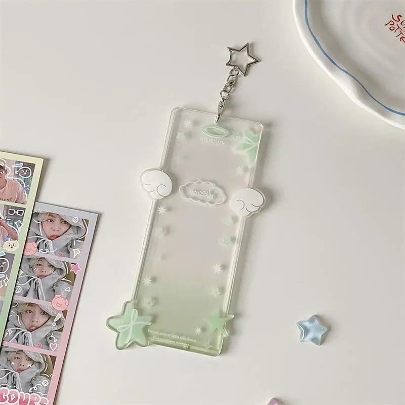 Cute Star Four-compartment Acrylic Photocard Holder Idol Photo Qme Green