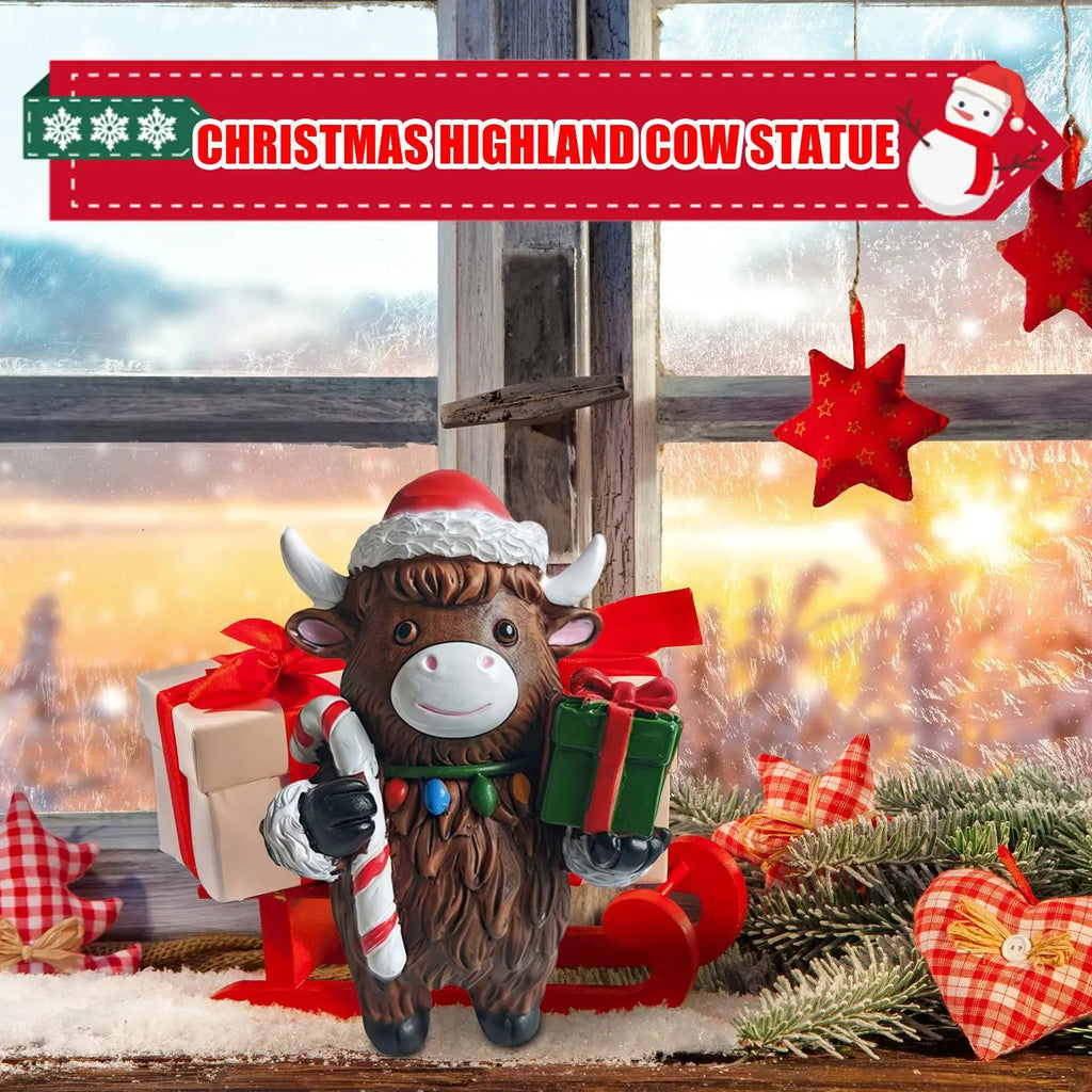 Cow Statue Christmas Decorations Home Rustic Cute Ornament Dorm Qme