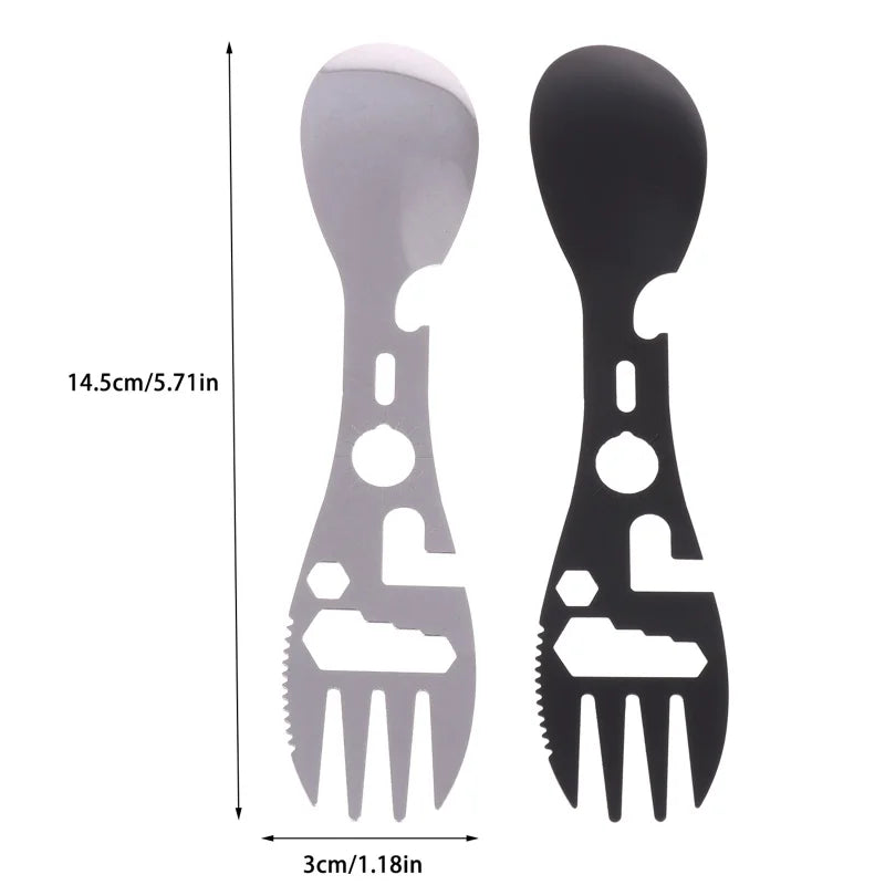 1 Camping Utensils Stainless Steel Outdoor Survival Gear Travel Qme