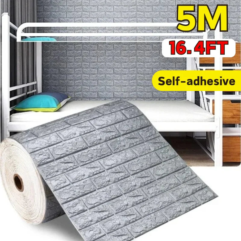 Waterproof Stain Resistant 3D Brick Wallpaper 70cmx1m Wall Sticker Qme