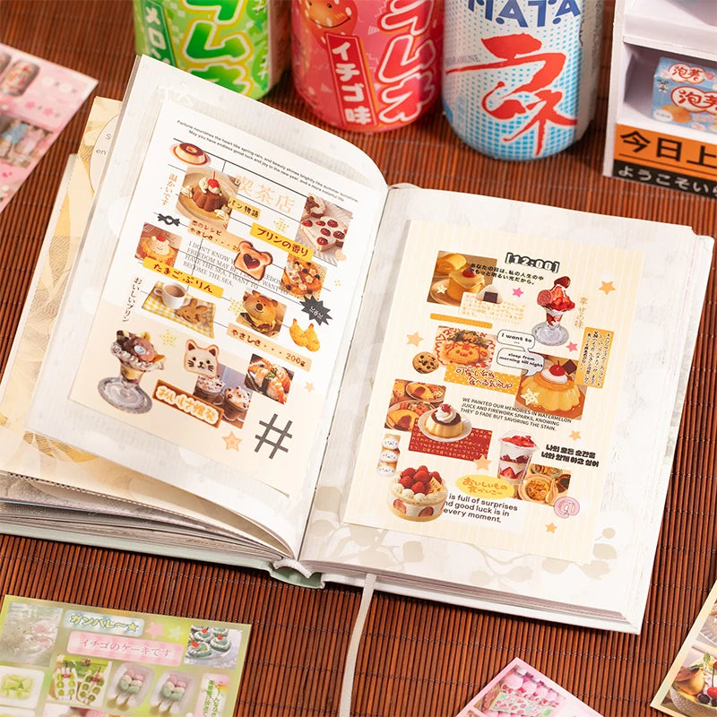 Japanese Style Dessert Food Sticker Book, Great for Collage & Scene Creation, Food Journal Recording, Essential for Craft Lovers Qme
