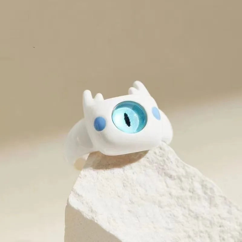 Funny Big eye little Monster Open Rings Women Cartoon Cute Cat Resin Finger Ring Y2K Fashion Couple Friends Jewelry Gifts Qme 7 China Mainland resizable